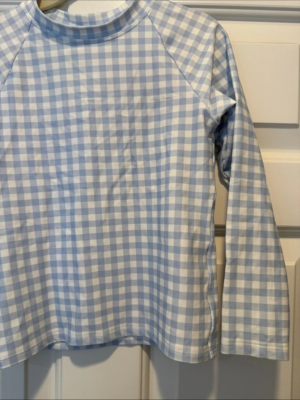 Minnow Kids Light Blue and White Gingham Rashguard 5/6T